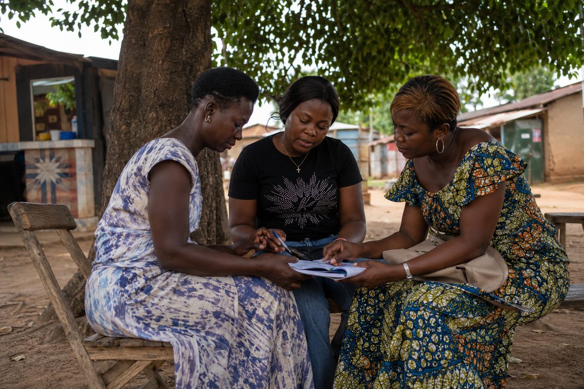 Femmes entrepreneures en réunion de groupe solidaire